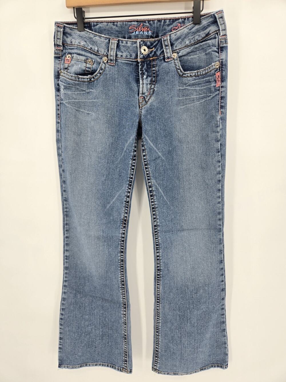 Vtg Y2K Silver Aiko Jeans Low Rise Bootcut Western Cowgirl Rodeo Chic Size 32/33